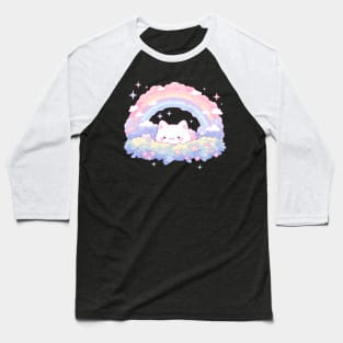 Happy Cute Kawaii Rainbow Kitty Cats Baseball T-Shirt